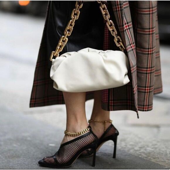 Authentic BOTTEGA VENETA Tan Sand Tex Mesh Gold Trim Runway Sandals Size… - Picture 7 of 16